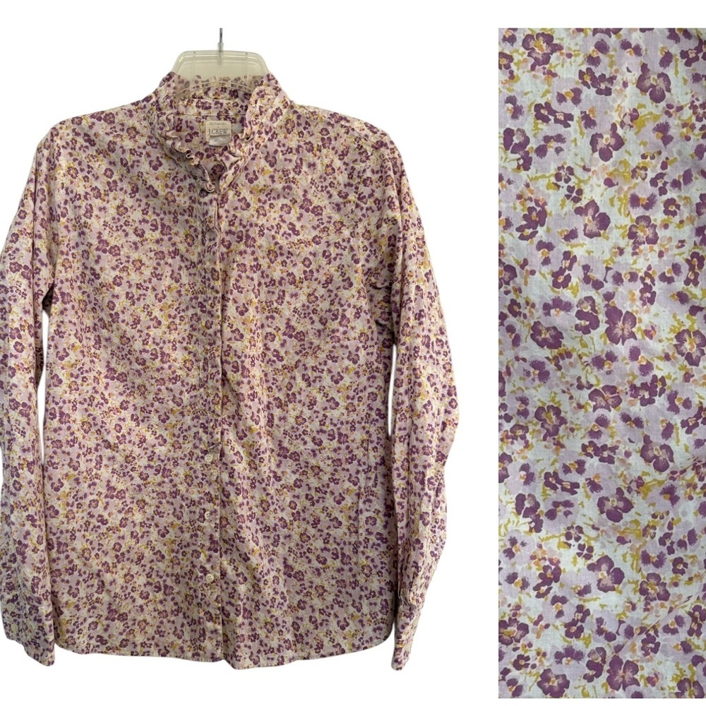 J. Crew Purple Floral Button Down Shirt